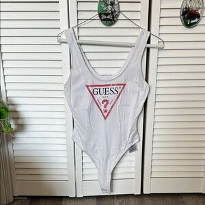 Guess White Bodysuit with Red Logo